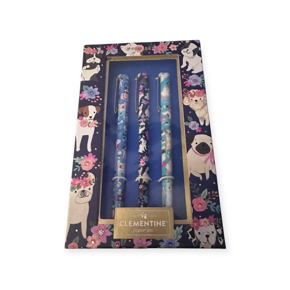 NIB Clementine Paper Dogs and Roses pens with black ink - Picture 1 of 4